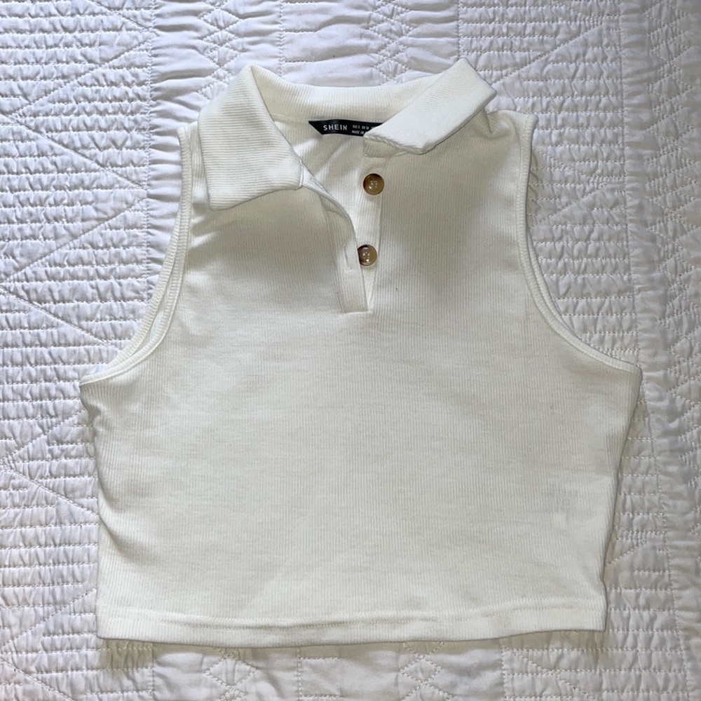 SHEIN Button Half Rib Tank Top